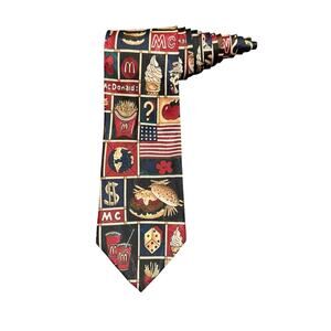 McDonald’s Burgers French Fries Ice Cream American Flag Vintage 90’s Necktie